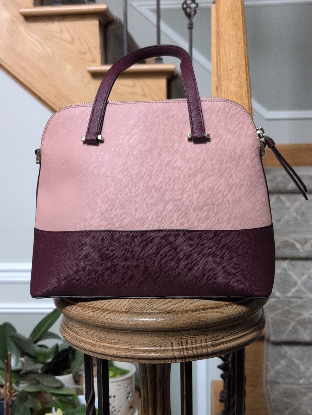 Kate Spade Two-Tone Pink & Plum Dome Satchel - Picture 4 of 9